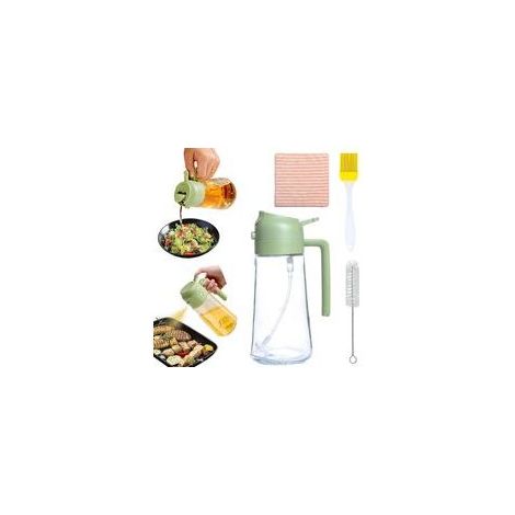 470-ml-2-in-1-Küchenölsprüher im verstärkten Glas-Set mit Ölpinsel, Reinigungsbürste und lebensmittelechtem Papiertuch zum Kochen, für die Heißluftfritteuse, zum Grillen, für Salate und zum Backen – C