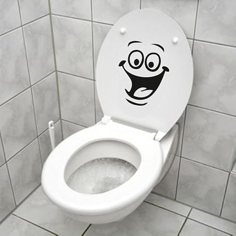 Autocollant Smiley, Sticker Mural Drôle pour WC, Salle de Bain, Cuisine, PVC, 1 Couleur 18 x 24CM (1/3)