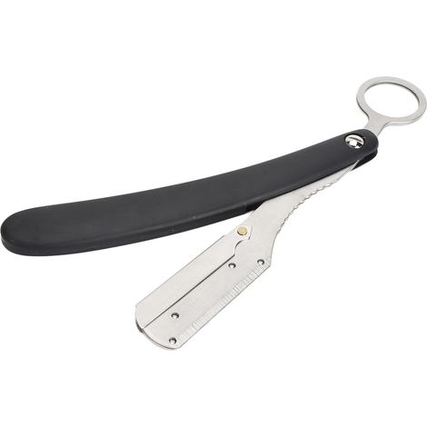 Support de lame à barbe manuel, anneau de suspension ergonomique, râtelier en acier inoxydable pour tondeuse droite de barbier. (1/5)