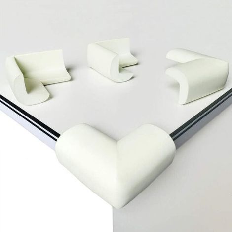 lot de 10 blanc Protection Coin de Table,Mousse Souple Protection Angle Sécurité Bébé Angle Droit Anti-Chocs Protege de Coins avec Résistant Adhésifs pour Tables et Tout Meubles Pointus (1/4)