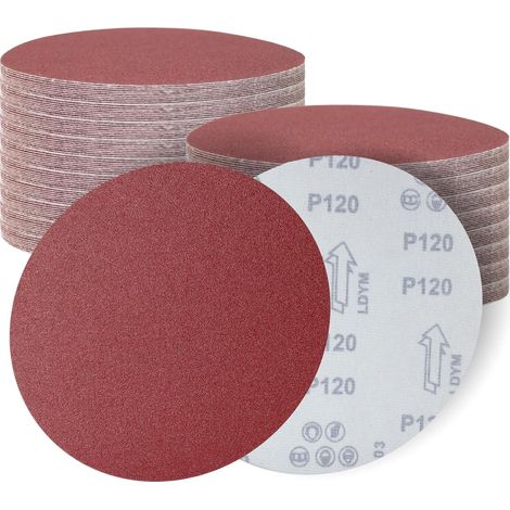 Disques de Ponçage 180mm, 30 Pièces, Disques Abrasifs Grain 120 pour Ponceuse Orbitale Aléatoire, Idéal pour Poncer/Polir/Dérouiller (1/5)
