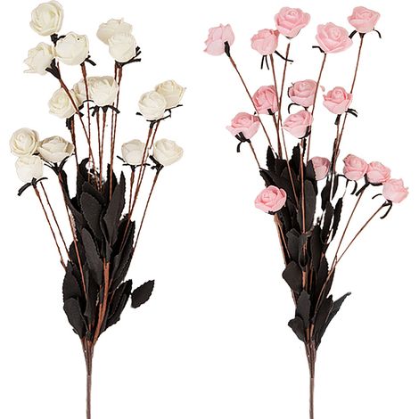 Lot de 2 roses artificielles. Petites roses en plastique pour la décoration de la maison, des mariages, de Noël et du bureau.