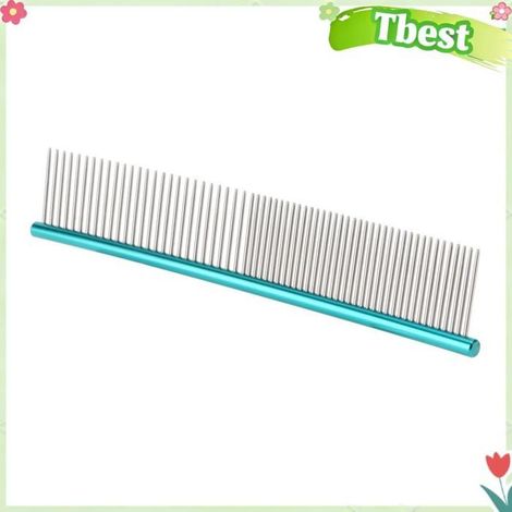 Tbest Peigne pour animaux de compagnie Peigne Animaux de Compagnie Peigne à Dents Acier Inoxydable animalerie soin 19cmM068 Vert (1/5)