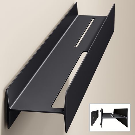 doporro Duschablage 80 cm, Stabiles Duschregal aus Aluminium-Magnesium-Legierung, Badezimmer Wandregal mit Schraubmontage, Optional Ohne Bohren (Kleber Nicht Enthalten), für Dusche & Bad, Matt Schwarz (1/5)