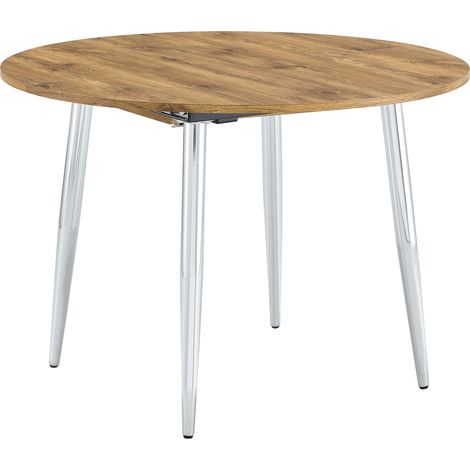 Mesa de comedor redonda extensible de MDF y metal 107-137 cm color madera (1/5)
