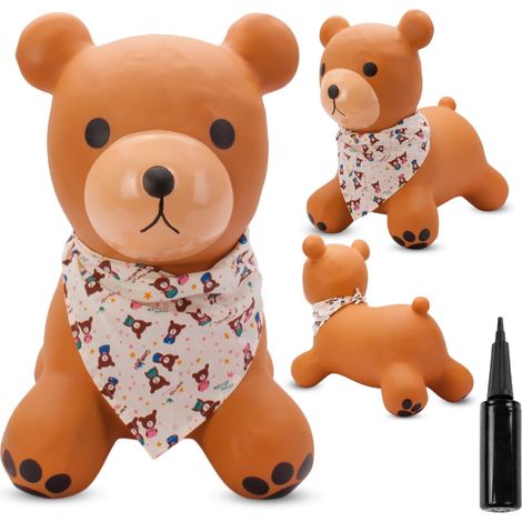 Jumping jack per bambini con pompa TEDDY, marrone con bandana (1/5)