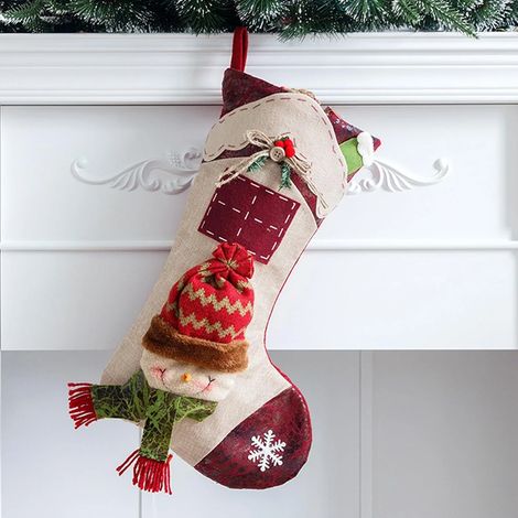 Chaussette de Noël 18 pouces pour cheminée, sapin ou mur (bonhomme de neige) (1/3)