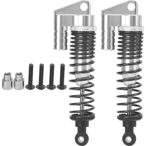 2Pcs Amortisseurs Métalliques RC pour SCX10II D90 90046 90047 90053 1/10 Crawler Argent (1/5)