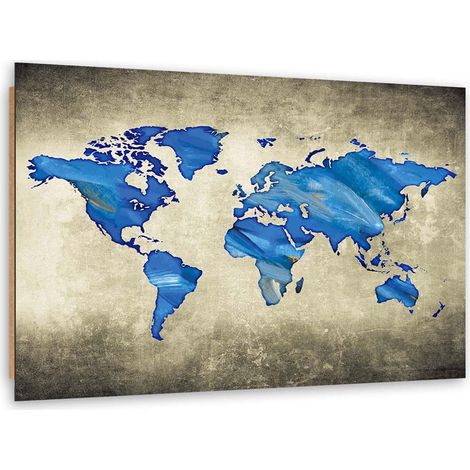 Quadro deco panel, Mappa del mondo blu - 60x40 (1/5)