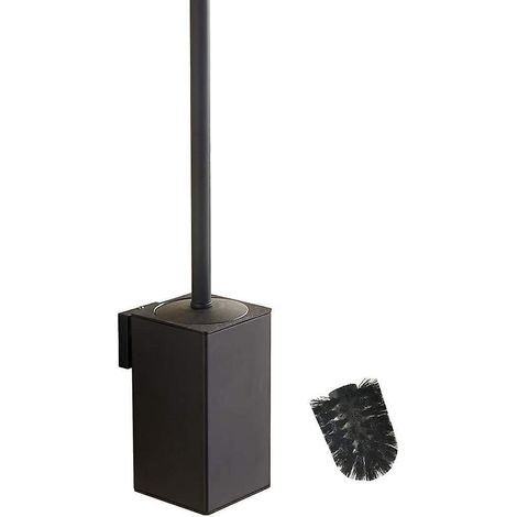 (noir)porte-brosse Wc Carr Mural En Acier Inoxydable 304 Avec 1 Ttes De Brosse (1/5)