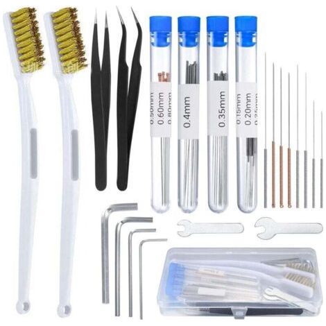 Kit di pulizia per ugelli di stampanti 3D, 48 pezzi, 0,15/0,25/0,35/0,4/0,5/0,6/0,8 mm (1/4)