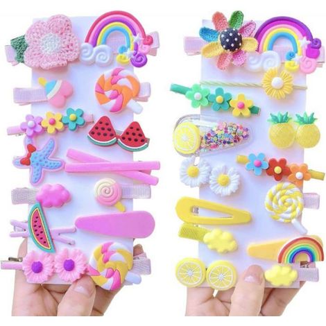 Pince Cheveux - 28 Pièces Set Barrettes Enfants Forme Nuage Arc-en-ciel - Pour Filles Bébés et Tout-petits - Lot Mixte (1/5)