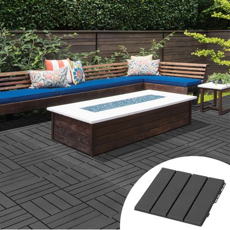 Klick-Terrassenfliesen 30 x 30 cm aus recyceltem Polypropylen, schwarz, 9er-Set OKMYHOME (1/5)