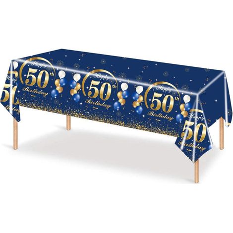 Geburtstag Tischdecke 50 Jahre Blau Gold 137x274cm Rechteckig Party Deko