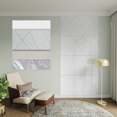 HEXIM Marmorplatten Optik Set 4 Stück 122x70cm Matt & Glänzend SPC Granit Fliesen Steine Paneele Wand: HMP02 - Glänzend, 4 Stück - 3.42 m²
