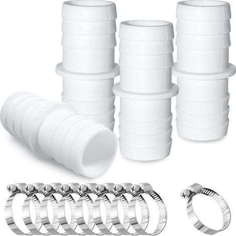 Juego de 4 adaptadores para manguera de piscina, conector para manguera de piscina, de Ø 32 mm a 38 mm, kit de conexión para manguera de piscina, con 8 abrazaderas para manguera, apto para piscinas y  (1/5)