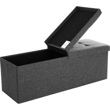 Baúl de almacenamiento capacidad 120 litros banco de almacenamiento carga admisible 300 kg gris oscuro 110 x 38 x 38 cm 120000222 (1/4)
