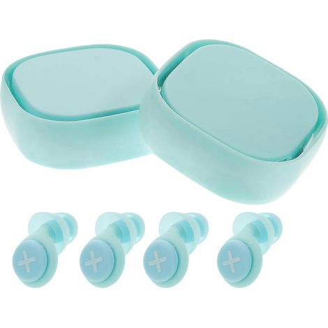 2 paires de bouchons d'oreilles antibruit en silicone pour dormir et étudier confortablement-2.3X2X0.5CM-Sky-blue