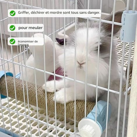 Oncpcare Rabbit Scratching Post for Cage Sisal Natural Rabbit Scratching Post Toys Claws and Teeth Care Interactive Rabbit Nail Scraper Chew Toys for Rabbit (1/4)