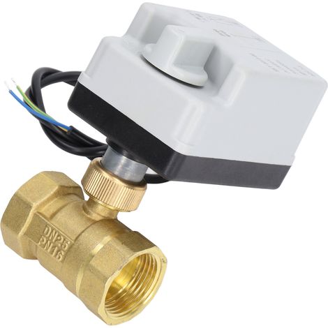 DN25 motorisiertes Messing-Kugelventil, 2-Wege, 2-adrig, normalerweise offen, 220 V Wechselstrom (1/5)