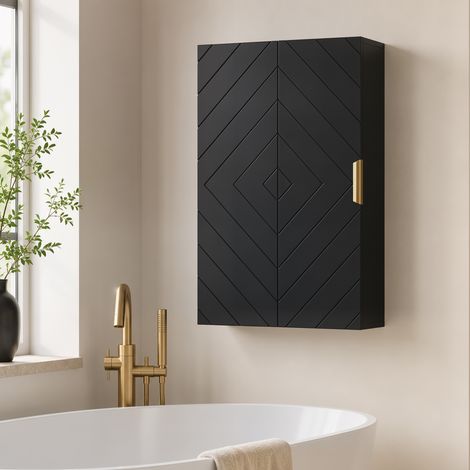 Meuble de rangement mural salle de bain, placard pharmacie avec étagère ajustable, armoire suspendue blanche, 1 pièce, pour salle de bain ou chambre (1/5)