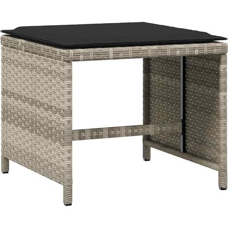 Garden Stools with Cushions 4 pcs Light Grey 41x41x36 cm Poly Rattan vidaXL (1/5)