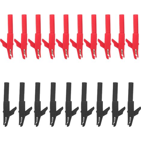 20 Pièces Pince Crocodile Isolée pour Tests Électriques avec Prise Banane 4mm, Grip Sécurisé en Cuivre et Plastique, pour Réparations Électroniques DIY (1/5)