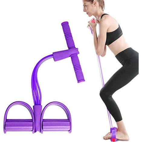 Corde de tension à 4 tubes avec pédales, élastique de résistance pour exercices abdominaux, poignée, équipement de fitness et de yoga pour affiner et tonifier le corps. (1/5)