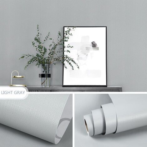 Memkey – Papier peint adhésif gris clair uni – Imperméable et lavable – 45CM x 10M – Pour meubles et murs – Installation facile sans résidu - 45CM10M