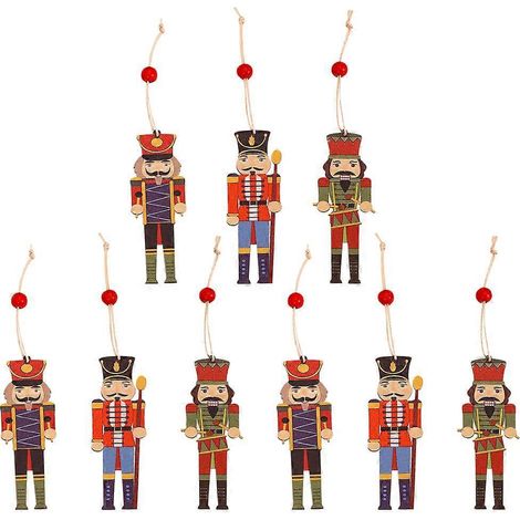 9 pendentifs de Noël décoratifs Casse-Noisette, décorations de scène de marionnettes-17.1X10.5X1.5CM (1/3)