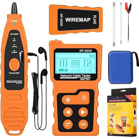 Cable Tester with PoE Wire Tracker Multifunction for Network Cable NF-8209 with Contactless LAN Cable Control for Cat5 Cat6 Tracker Underground Telephone Finder Tool (1/5)