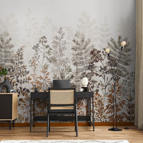 Papier peint panoramique Leaf Silhouette 300 x 280cm Marron (1/5)