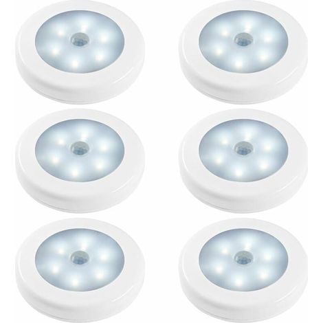 Lampes de Nuit Détecteur de Mouvement, Lot de 6 Action Activée Capteur de Luminosité LED Lumières dans Obscurité pour Chambre à Coucher Toilette Cuisine Couloir Placard Armoire Escalier [Classe énergé (1/4)