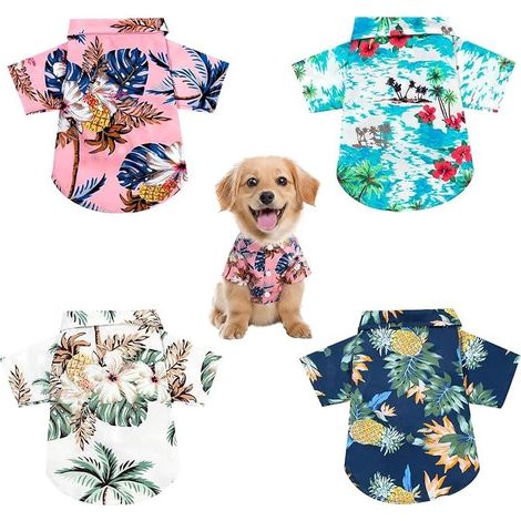 Hawaiian Dog Shirt T-Shirt Summer Dogs Hawaii Shirts Dogs Hawaiian T-Shirt Dog Clothes Summer Polo Cats Dogs Beach Sea Vacation M (1/5)