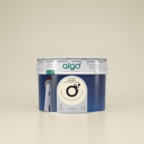 Peinture extérieure façade écologique Algo - Mat - Blanc chaud du Phare de Cordouan - 10L (1/2)