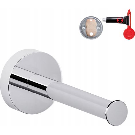 Soporte para papel higiénico de pared TESA SMOOZ sin necesidad de taladrar, cromado (1/5)