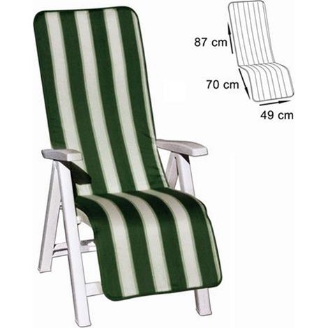TrAdE Shop Traesio - Cuscino Coprisedia Sedia Sdraio Giardino Seduta Schienale Righe Verde 157x49cm -