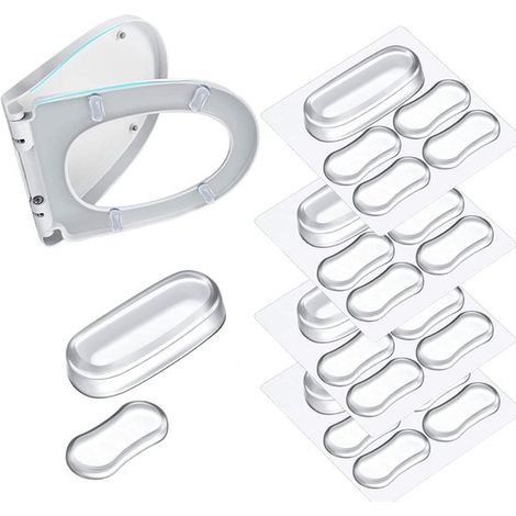 Lot de 20 protections pour abattant de WC - Amortisseurs WC - Accessoires pour abattant de WC - Silicone - Protection pour abattant - Adhésif puissant - 16 petites + 4 grandes transparentes (1/5)