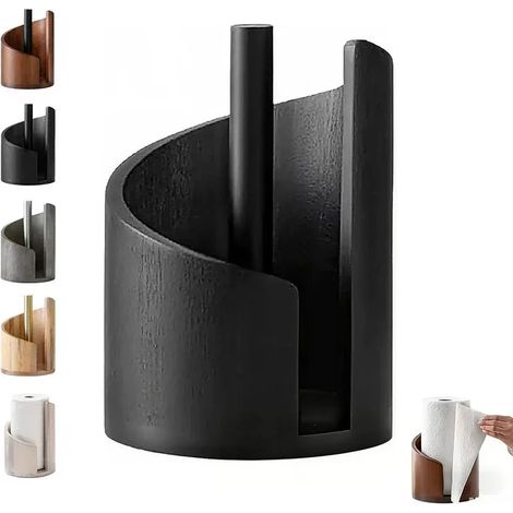 Porte-rouleau de papier essuie-tout en bois (Black) Mountain, support pour essuie-tout, distributeur, support pour essuie-tout de cuisine, rangement pour la salle à manger (1/5)