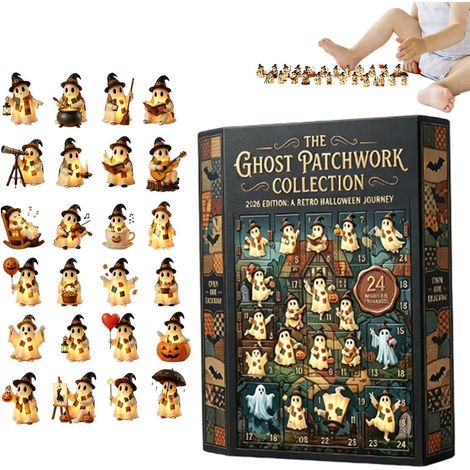 Calendrier Halloween 2026 24 Jours de Figurines de Fantômes Mignons Calendrier Décompte Fantôme Halloween Pour Adultes et Vacances Noël Fêtes de d'Année (1/5)