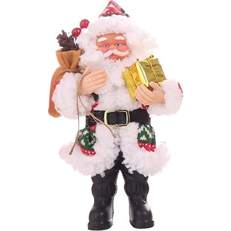 Figuras de Papá Noel, figura de Papá Noel de pie de 20 cm, adorno navideño, figuras coleccionables, estatua decorativa para el hogar y la cocina. (1/5)