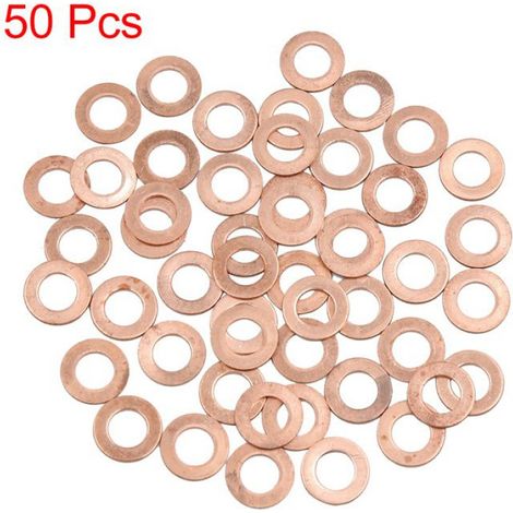 Rondelle 8mm Diamètre intérieur rondelle cuivre étanchéité joint 50Pcs (1/3)