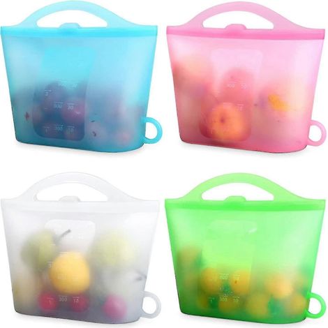 1 sac de conservation alimentaire 100 % silicone réutilisable (format vertical), idéal pour la congélation, la conservation au frais, la cuisson et le réchauffage de divers aliments. (1/5)