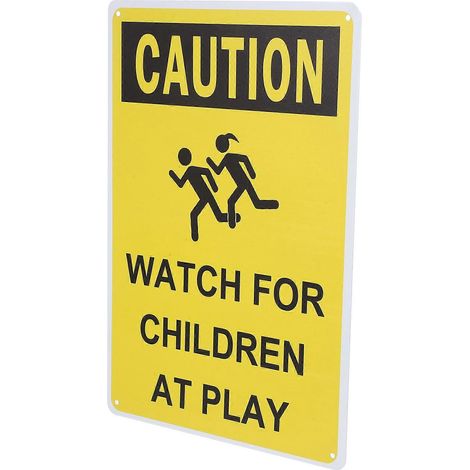 Panneau de signalisation « Ralentissez » en métal, lot de 3, pour avertir les enfants et les inciter à jouer avec prudence - Robuste et pratique (1/5)