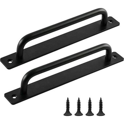 Poignee Porte Coulissante, 2 Pièces Poignée de porte Grange, Poignée de Porte en Noire, Poignées de Porte Intérieure Extérieure Avec Vis, pour Cuisine, Meubles, Armoires, Placards, Por