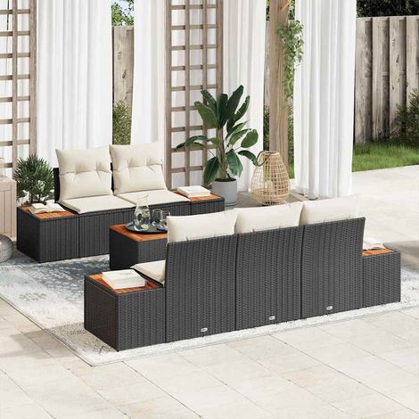 Set Divano da Giardino con archiviazione 6 pcs Nero Poly Rattan vidaXL (1/5)
