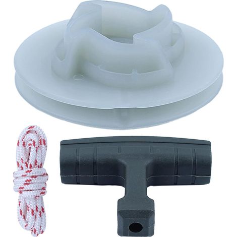 Lanceur à rappel poulie, corde et poignée pour Husqvarna 340 345 346 350 351 353 445 455, poulie de démarreur à rappel, corde de démarreur, poignée de démarreur (1/5)