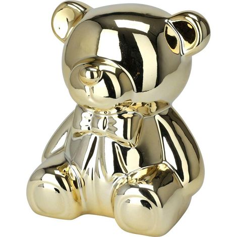 Hucha de cerámica con forma de osito de peluche, color oro. (1/4)