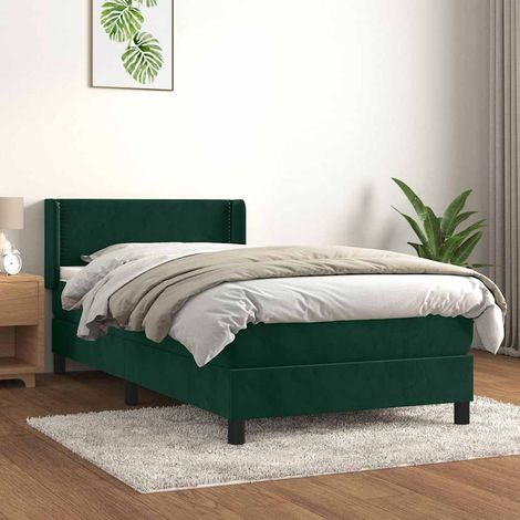 Boxspringbett mit Matratze Dunkelgrün 100x200 cm Samt (1/5)