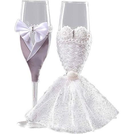 Hochzeitskelchglas für Braut und Bräutigam, 1 Paar, 23 cm - Hochzeitskelchglas für Braut und Bräutigam, 1 Paar, 23 cm (1/5)